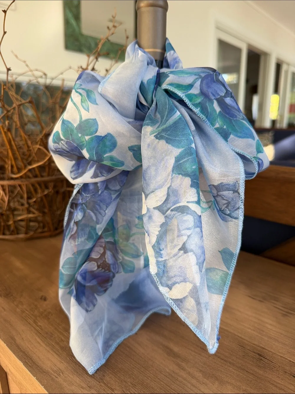 Light Blue Floral Scarf